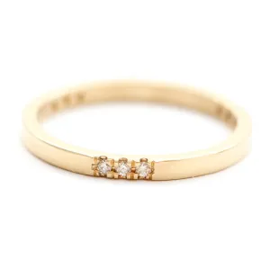 14k Yellow Gold Band with 9 White Diamonds – Stackable Ring