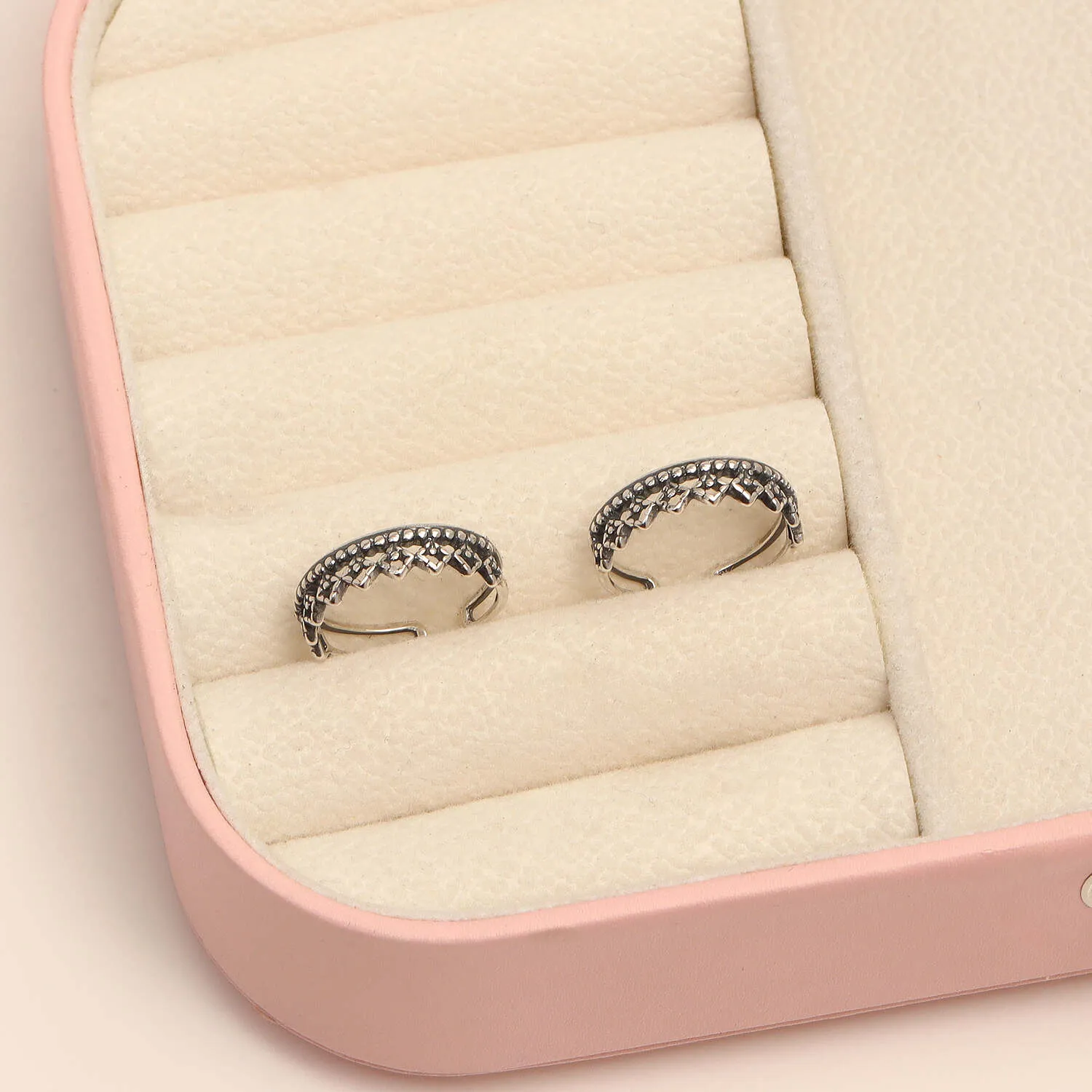 925 Sterling Silver Antique Crown Adjustable Toe Ring for Women