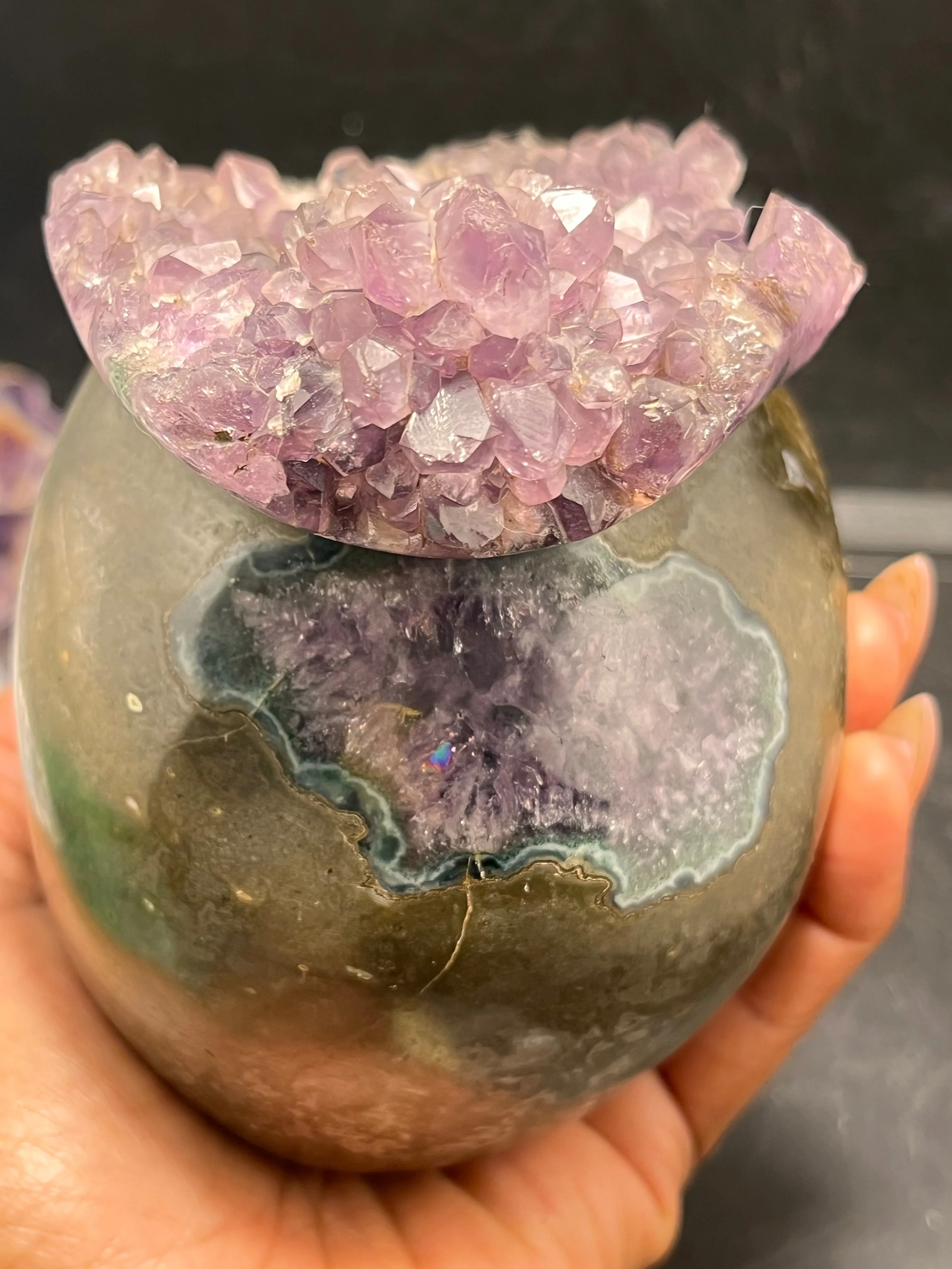 Amethyst Skull Druzy Geode 3.5 LB UNIQUE!