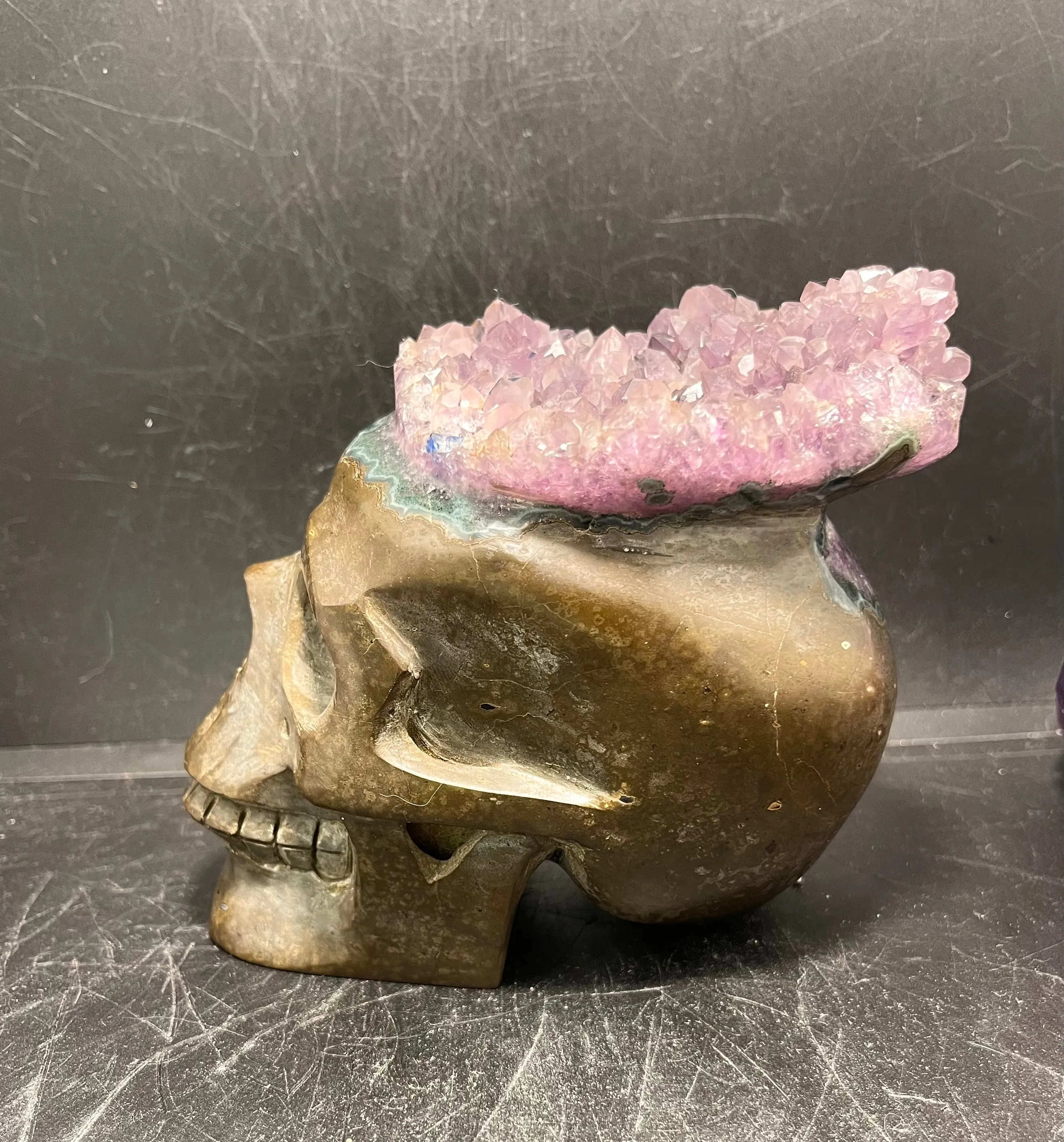 Amethyst Skull Druzy Geode 3.5 LB UNIQUE!