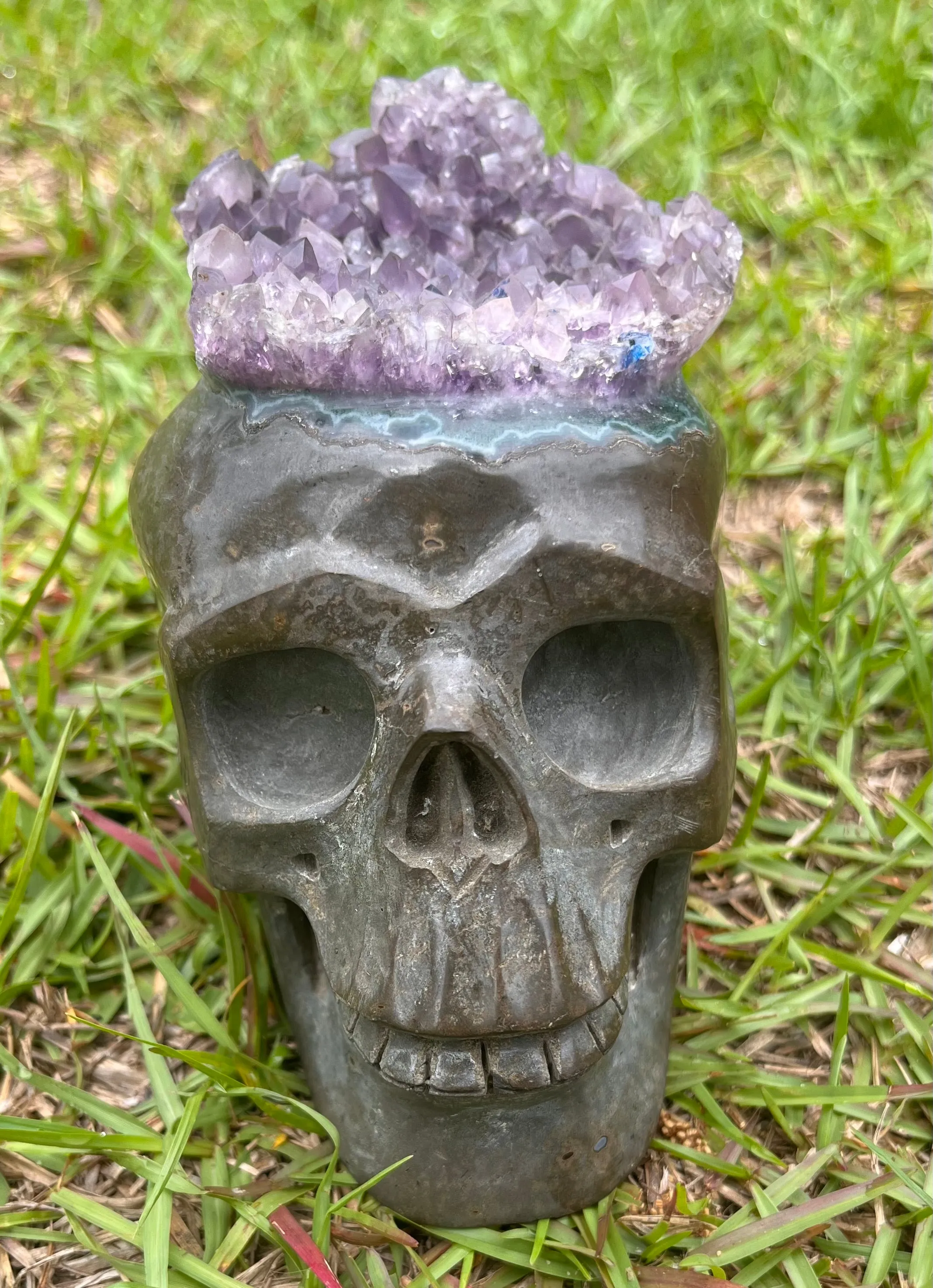 Amethyst Skull Druzy Geode 3.5 LB UNIQUE!