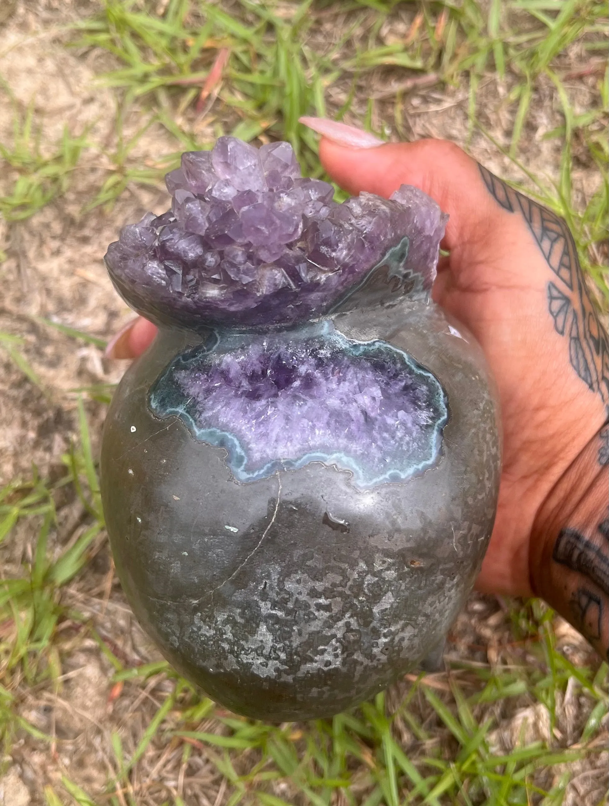 Amethyst Skull Druzy Geode 3.5 LB UNIQUE!