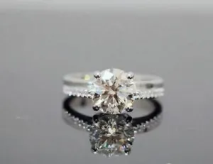 Antique 2 Ct Round Cut White LooseMoissanite Engagement Ring 925 Sterling Silver
