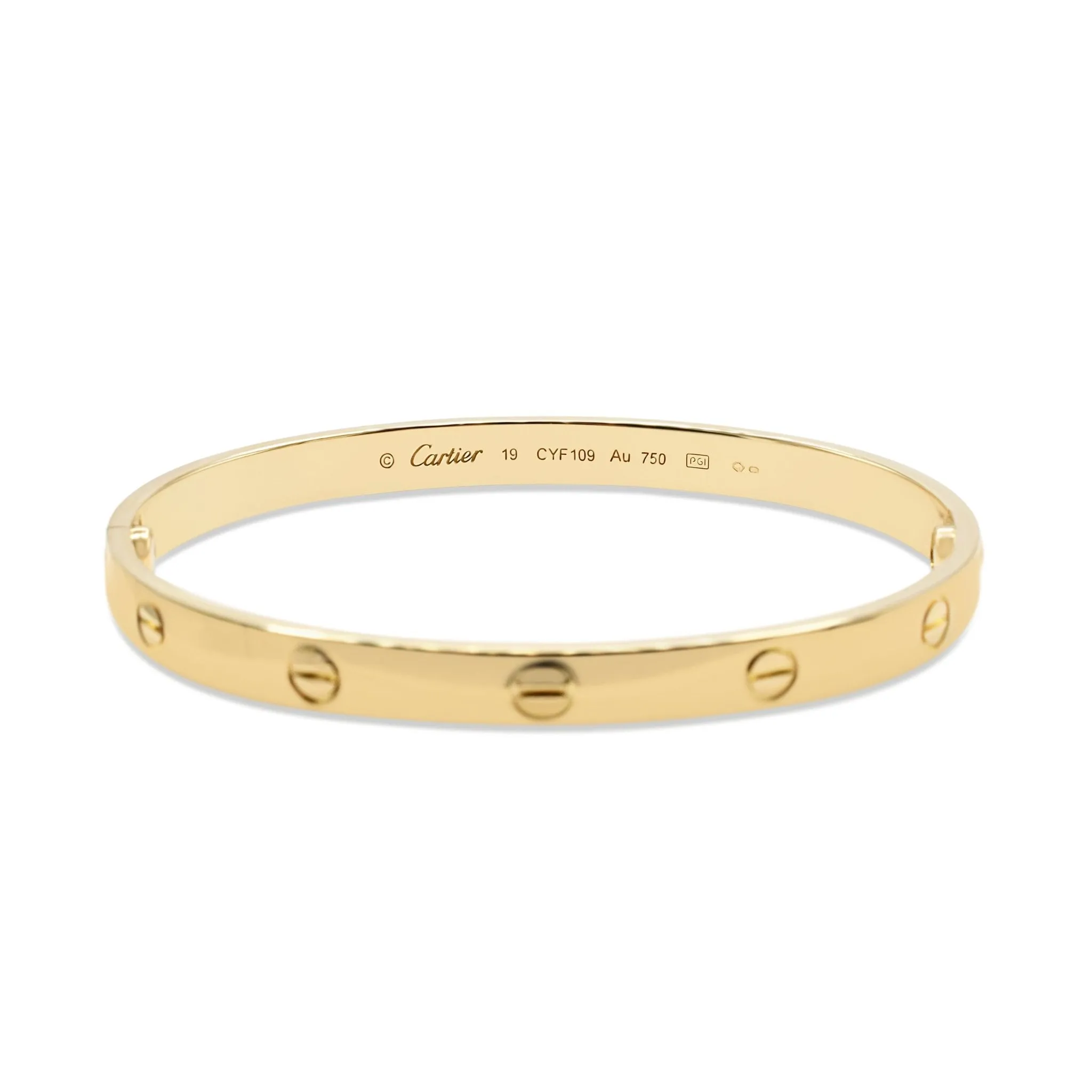 Cartier Love Bangle Size 19 - 18ct Yellow Gold