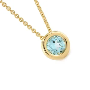 Custom Series 45 | Torus Solitaire Pendant, 14k,   Blue Topaz