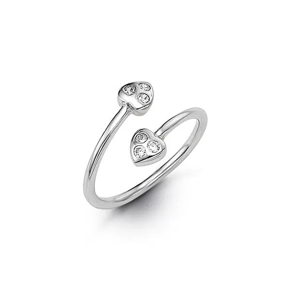 CZ Heart Bypass Adjustable Toe Ring in White Gold