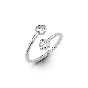 CZ Heart Bypass Adjustable Toe Ring in White Gold
