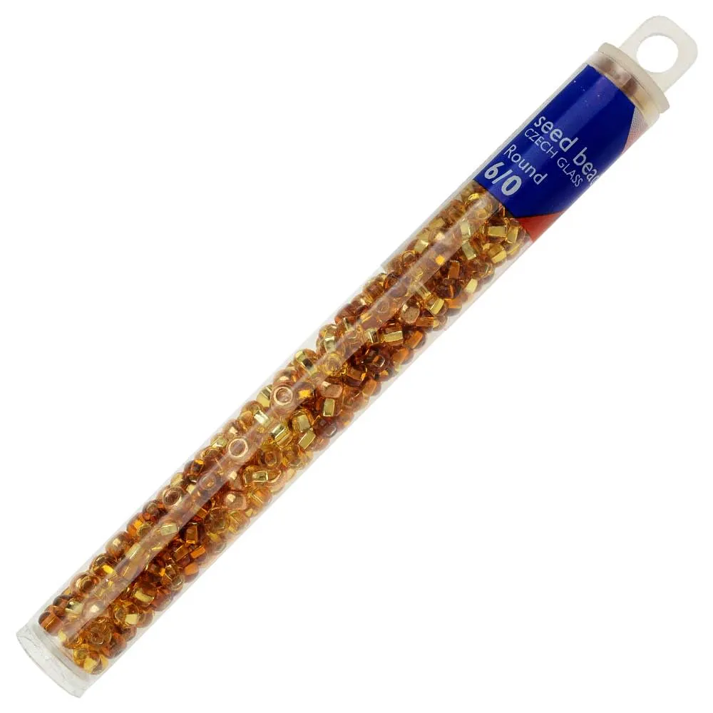 Czech Glass Seed Beads, 6/0 Round, Royal Topaz Mix (24 Gram Tube)
