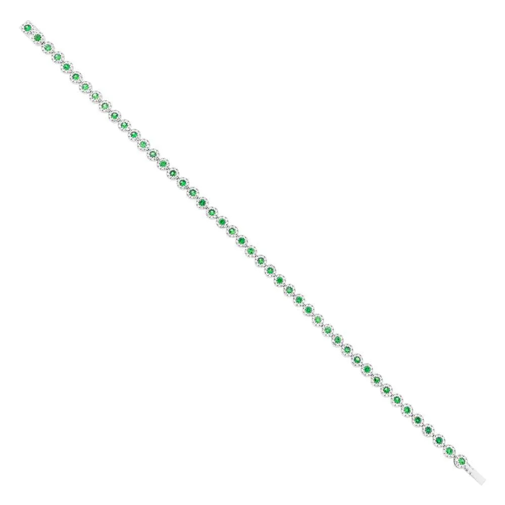 Diamond & 1.48ct Green Garnet 14k White Gold Lady's Bracelet - 1.08ct