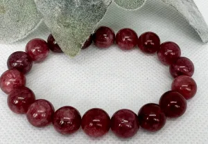 Garnet 10mm stretch beaded bracelet with a spacer. Gift for him, gift for her. January Birthday Stone. Passion, Energy, Revitalization.