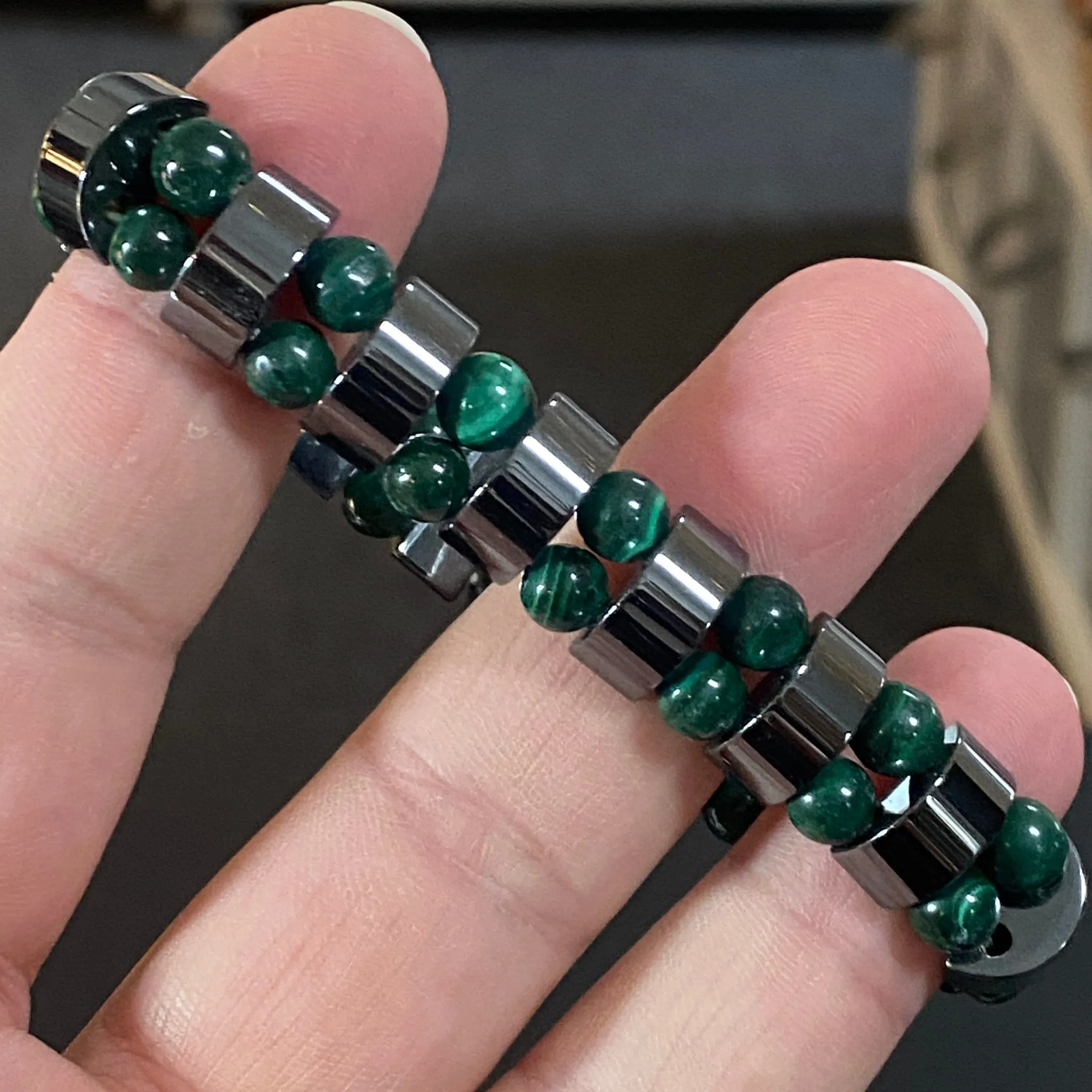 Gemstone and Hematite Bracelets