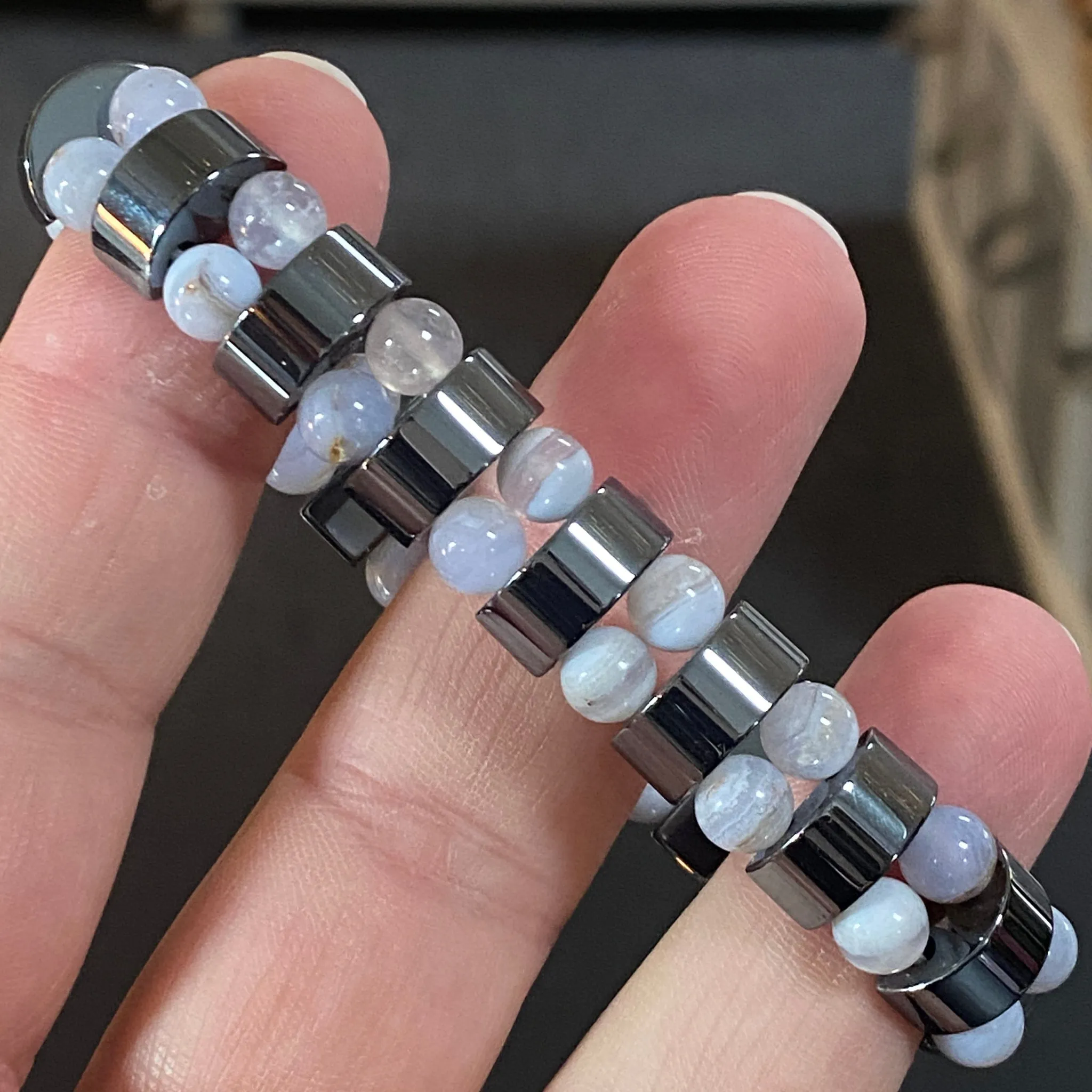Gemstone and Hematite Bracelets