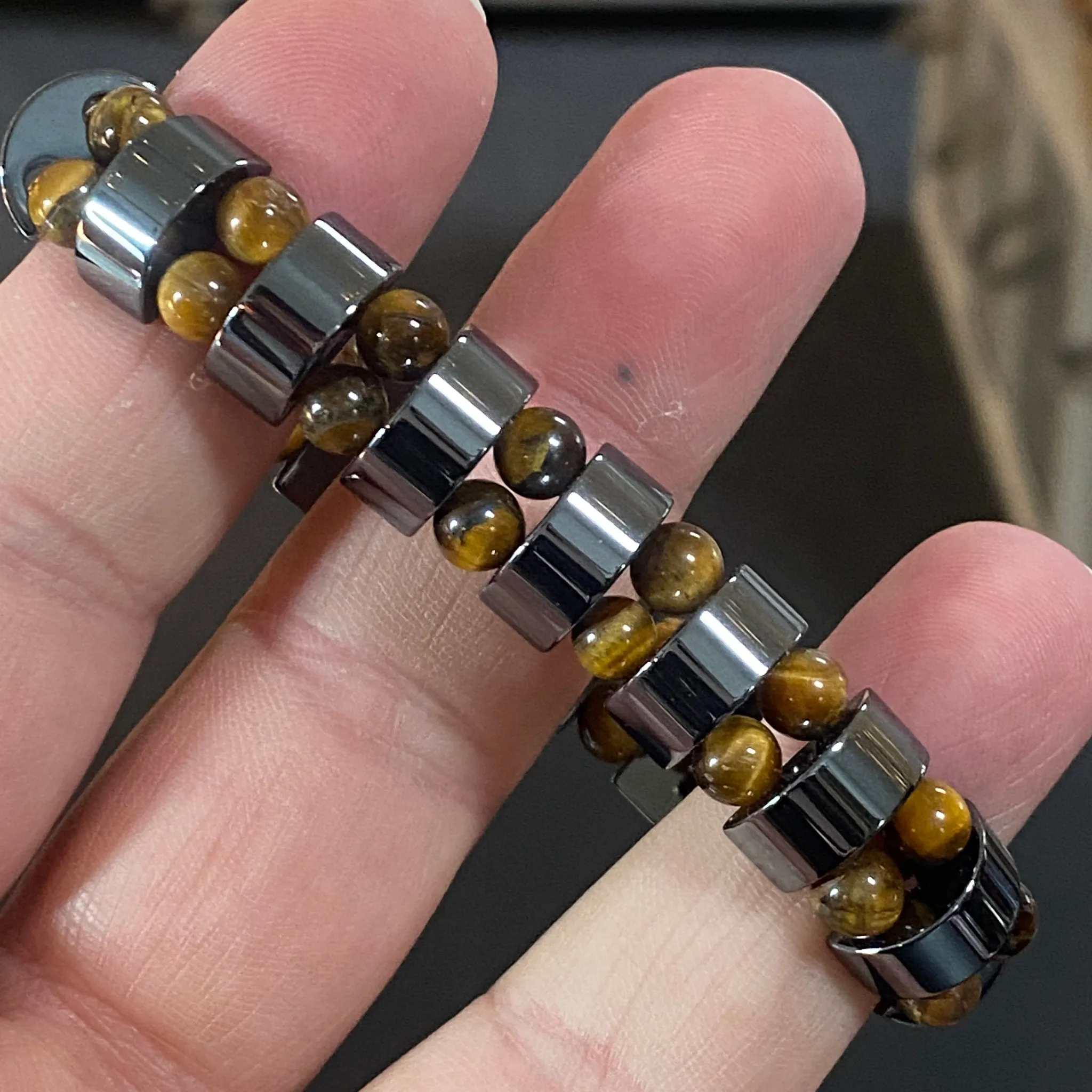 Gemstone and Hematite Bracelets
