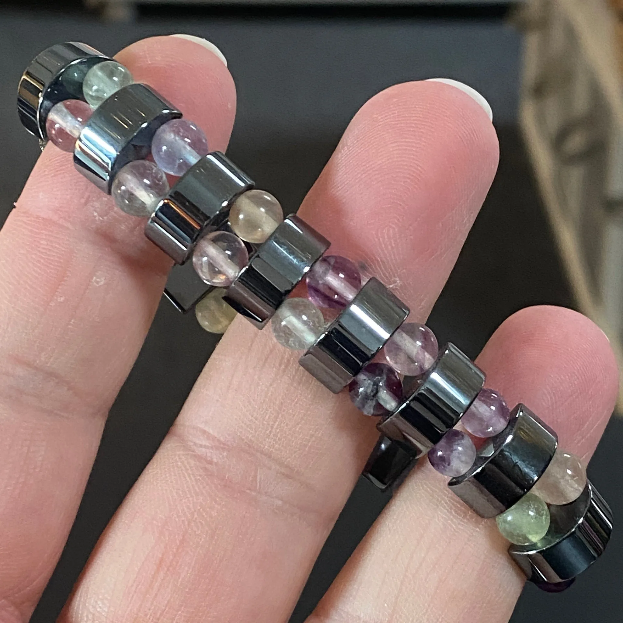 Gemstone and Hematite Bracelets