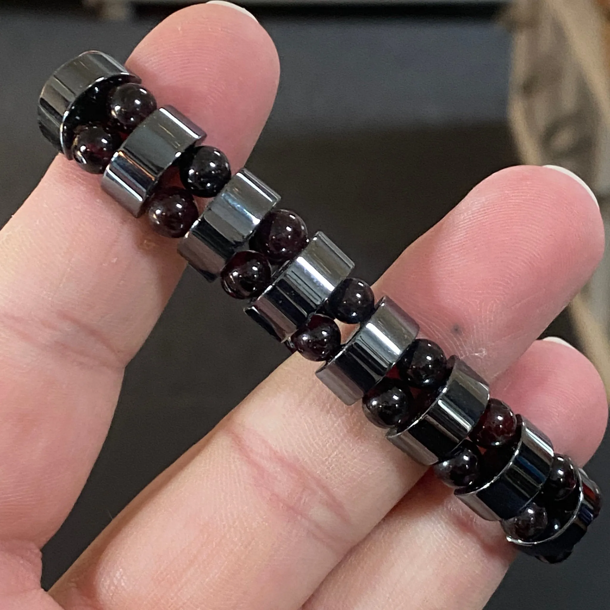 Gemstone and Hematite Bracelets