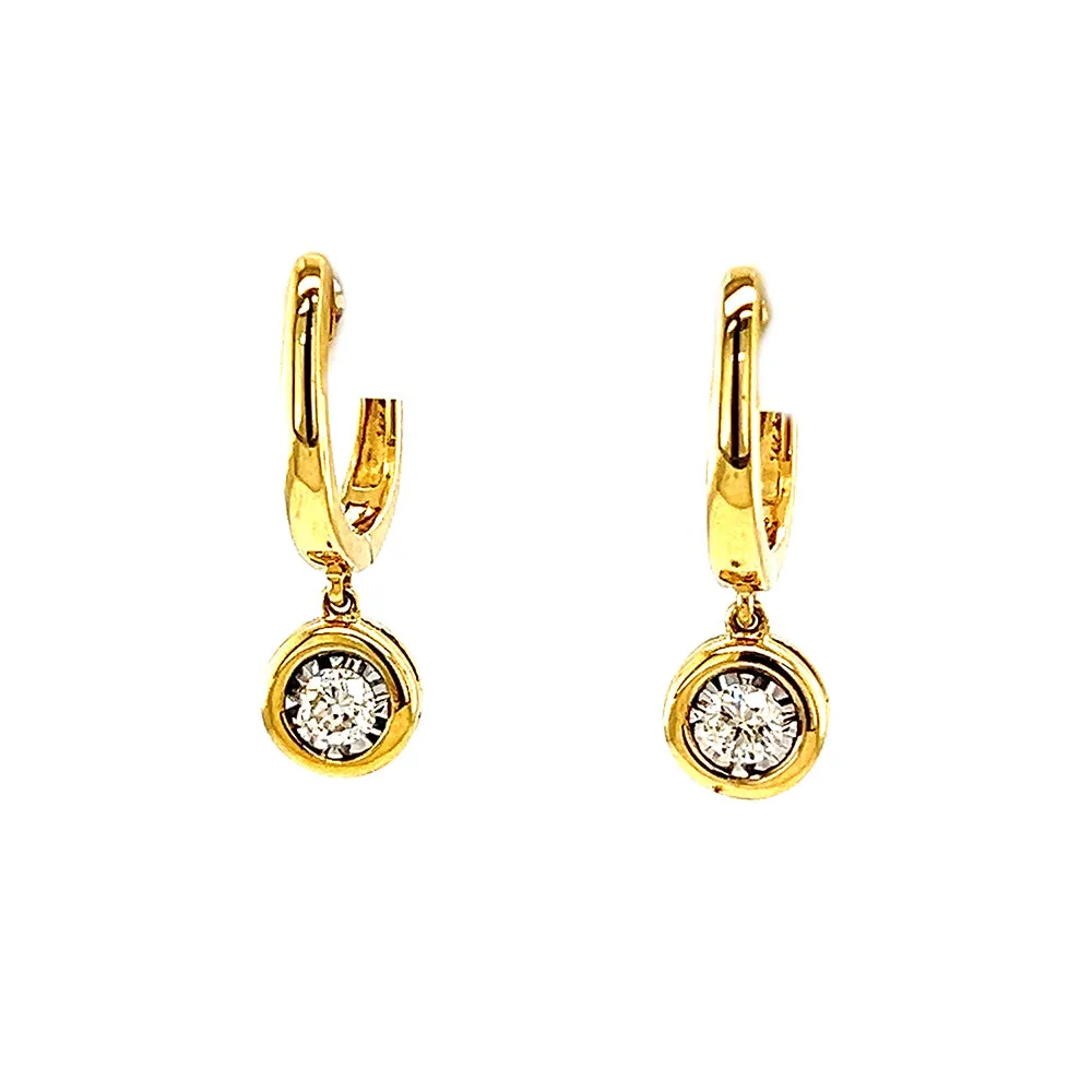 Hoop Earrings with Diamond Dangle