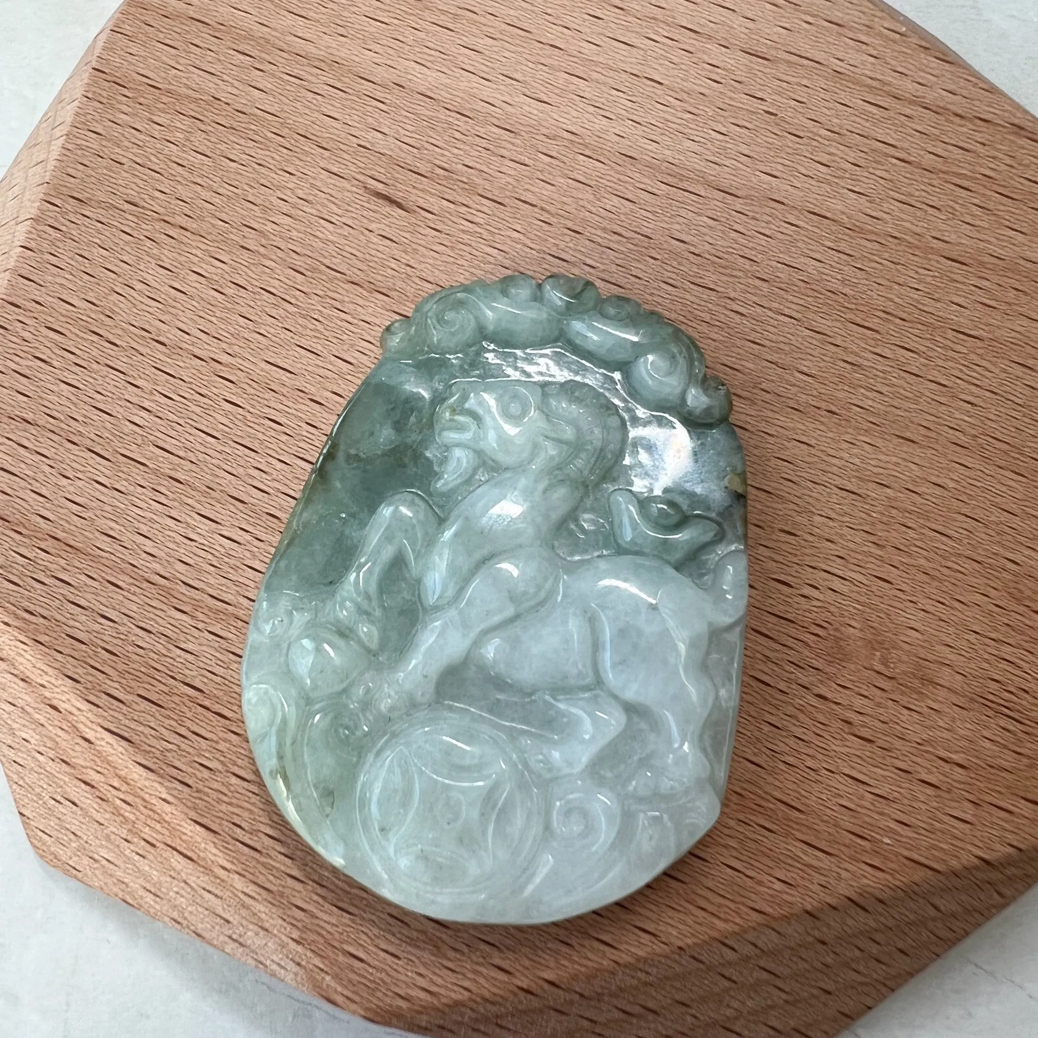 Jadeite Jade Sheep Goat Ram Chinese Zodiac Carved Pendant Necklace, YW-0321-1646161634
