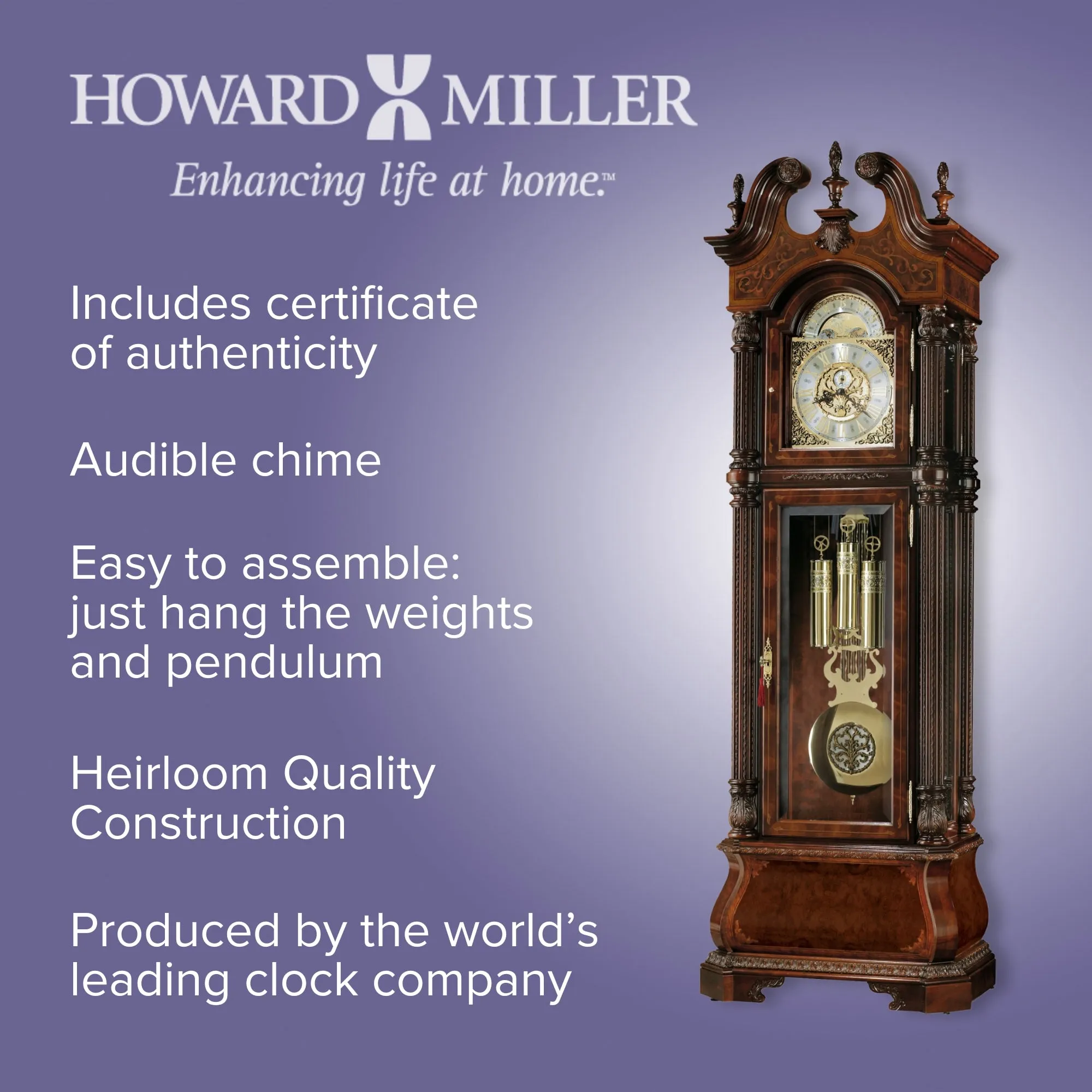 J.H.Miller Triple Chime Grandfather Clock