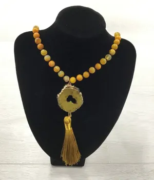 Kokomia Necklace Amber/Orange Geode Pendant