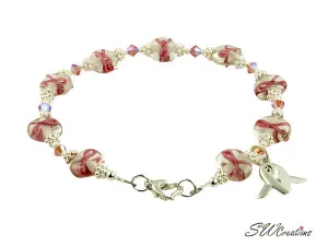Pink Topaz Lampwork Bali Breast Cancer Beaded Bracelets