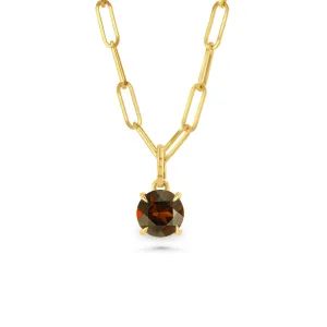 Round Garnet Prong Set Charm