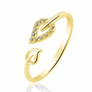 TR60 Gold with Rhinestone Leaf Toe Ring