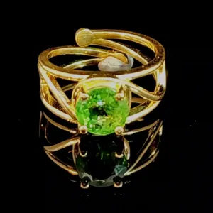 Tsavorite Garnet Adjustable Finger Cuff Ring 18K Solid Gold for Heart Healing and Abundance
