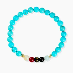 Turquoise Mega Atttraction Lucky 7 Gemstone Bracelet With REAL Gold