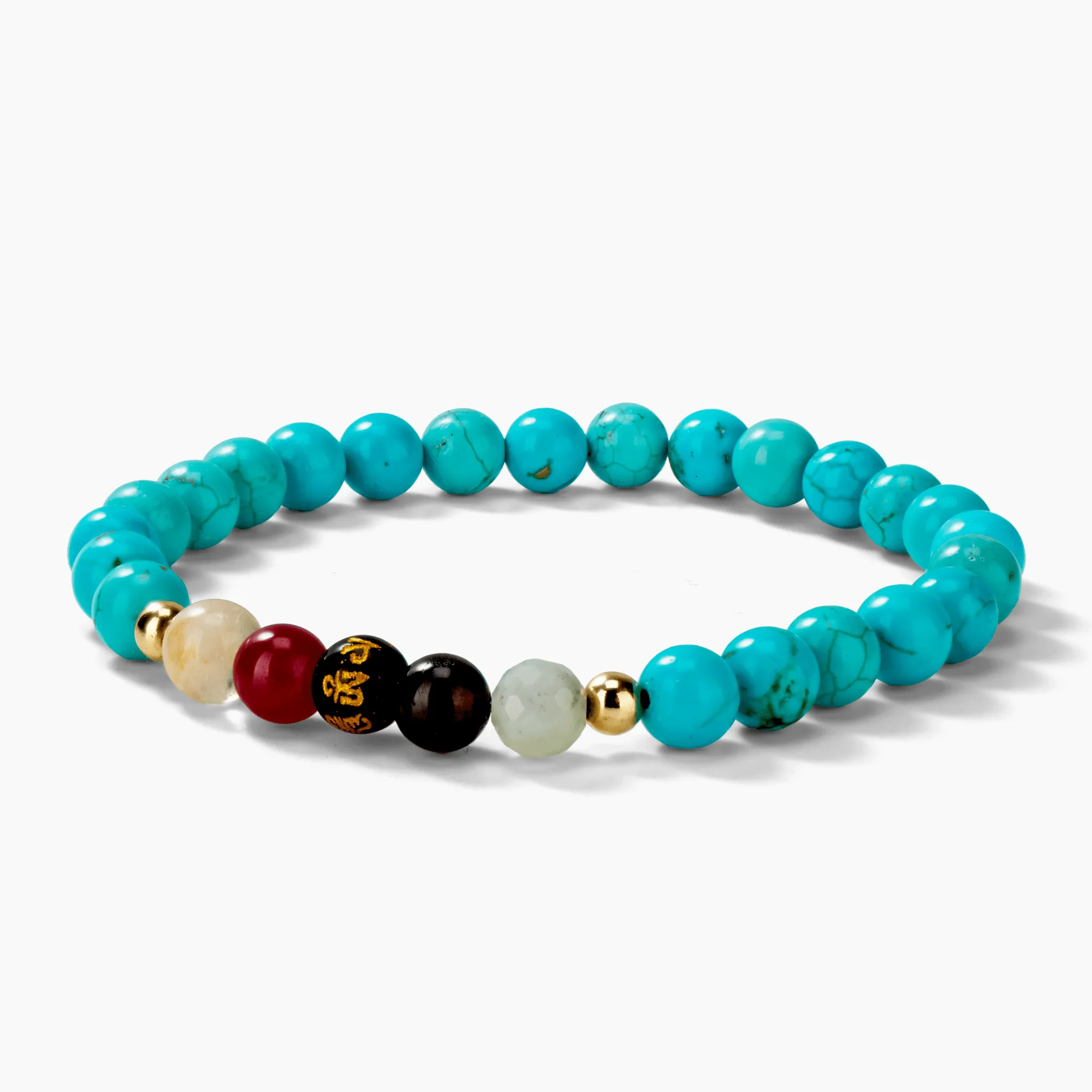 Turquoise Mega Atttraction Lucky 7 Gemstone Bracelet With REAL Gold