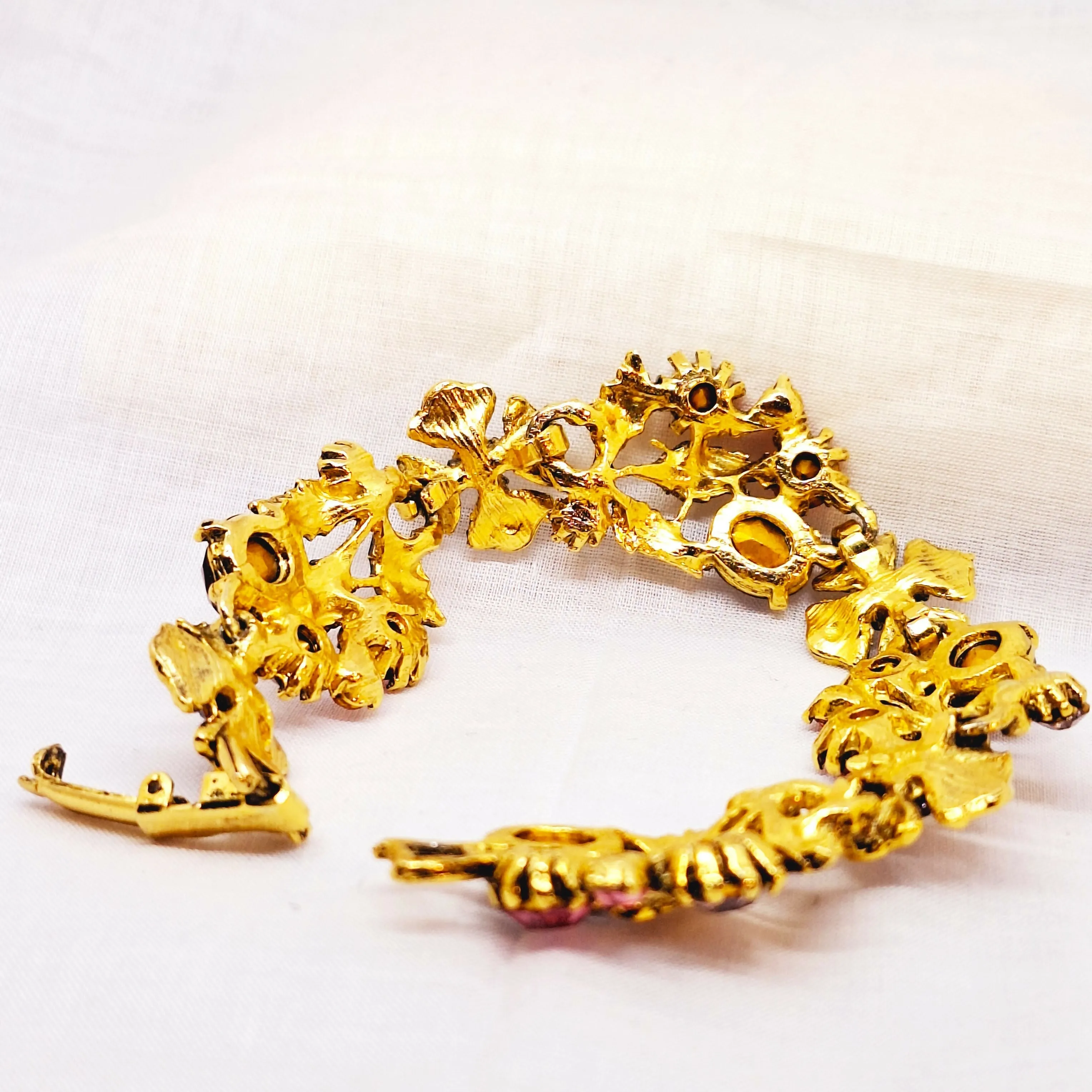 Vintage Costume Faux Pink Topaz Bracelet