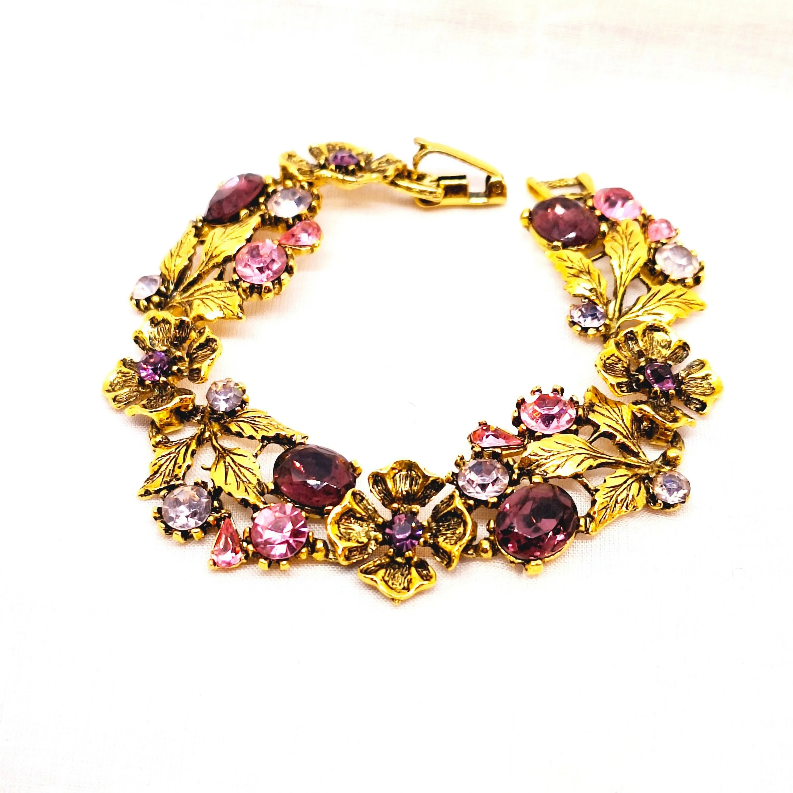 Vintage Costume Faux Pink Topaz Bracelet