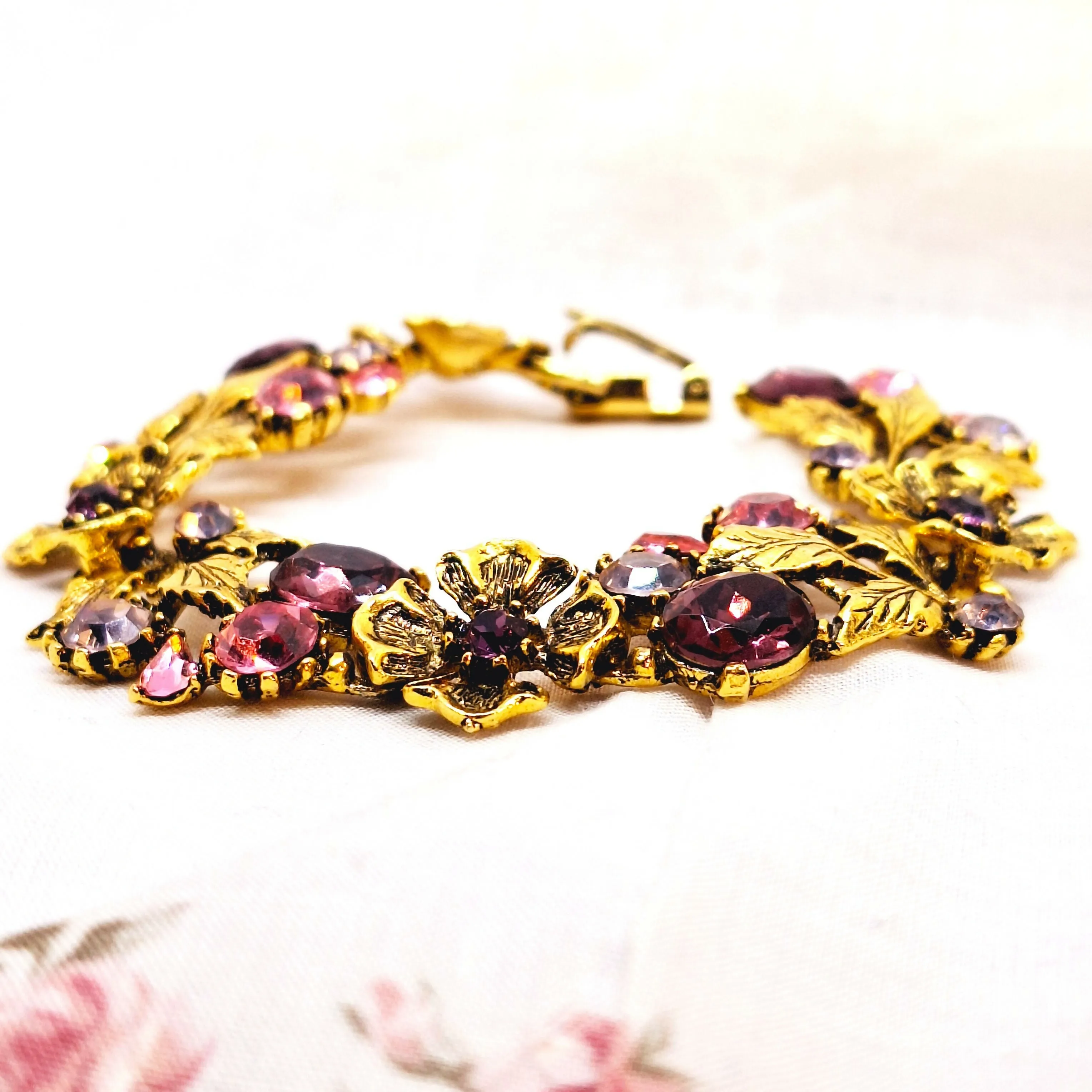 Vintage Costume Faux Pink Topaz Bracelet