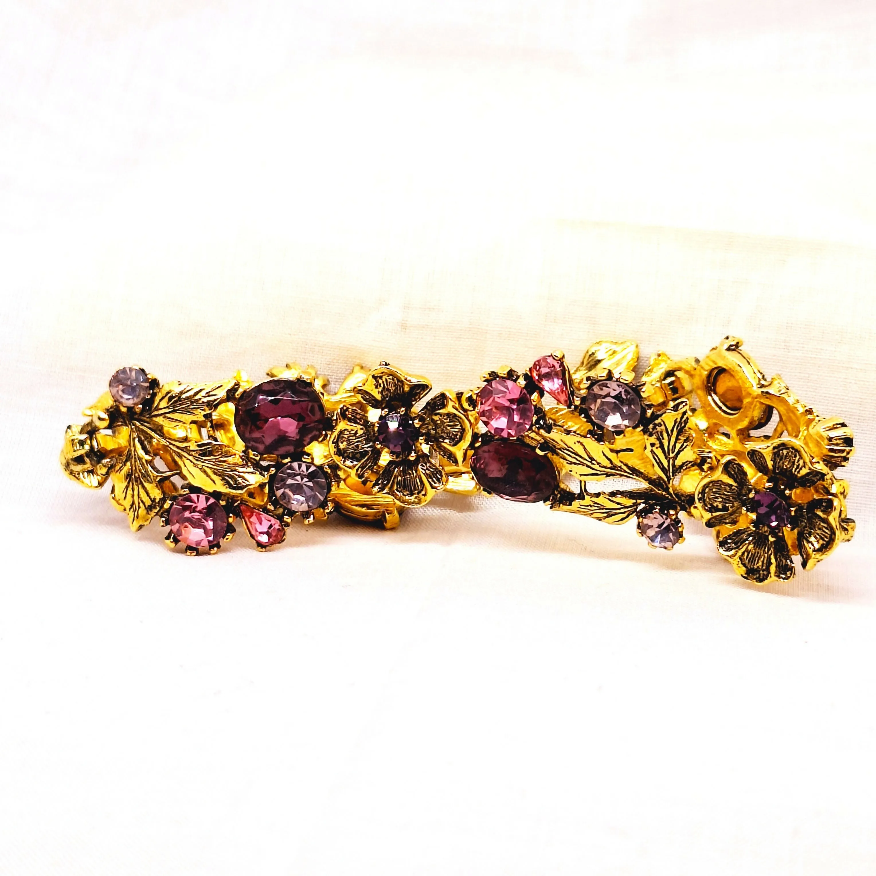 Vintage Costume Faux Pink Topaz Bracelet