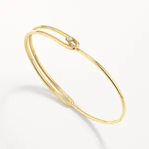 White Topaz Link Loop Bangle in Gold