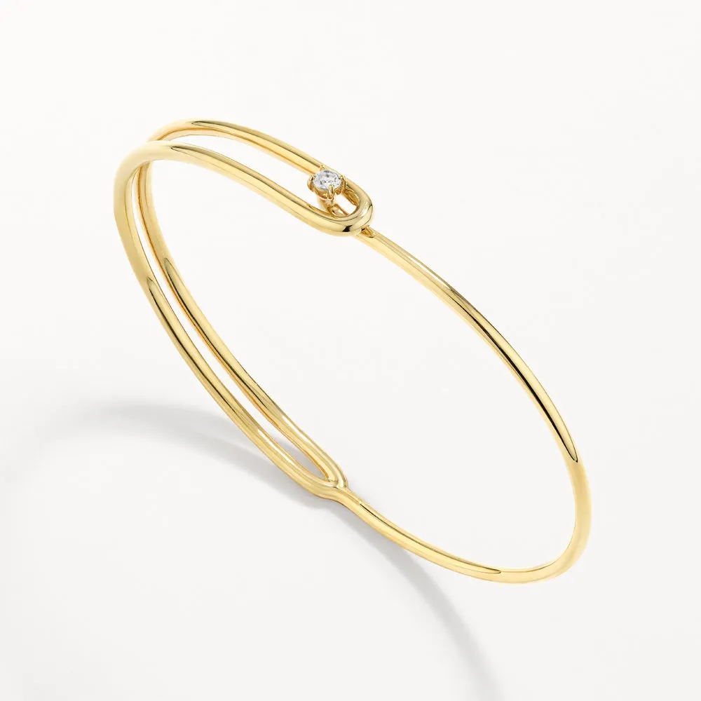 White Topaz Link Loop Bangle in Gold